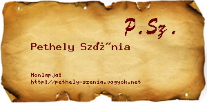 Pethely Szénia névjegykártya